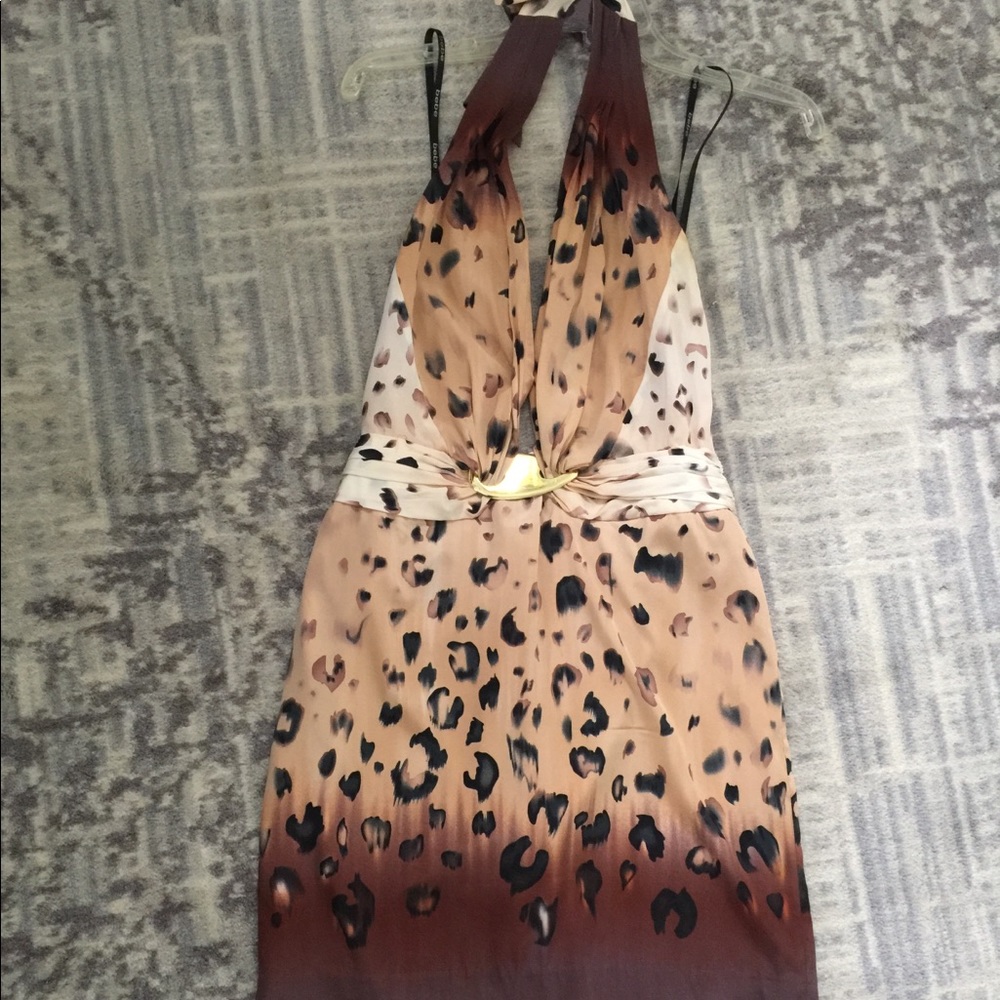 Bebe leopard print open back dress